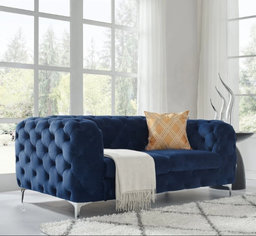 The Rocky Chesterfield Sofas Sets in Luxury Navy Blue Velvet - Image 4