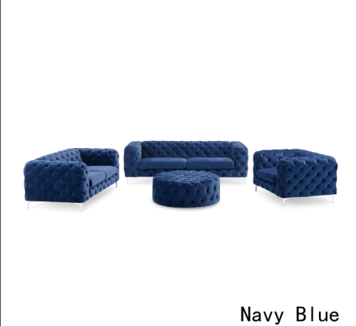 The Rocky Chesterfield Sofas Sets in Luxury Navy Blue Velvet - Image 5