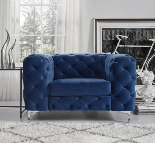 The Rocky Chesterfield Sofas Sets in Luxury Navy Blue Velvet - Image 6