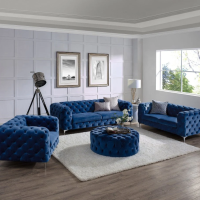The Rocky Chesterfield Sofas Sets in Luxury Navy Blue Velvet